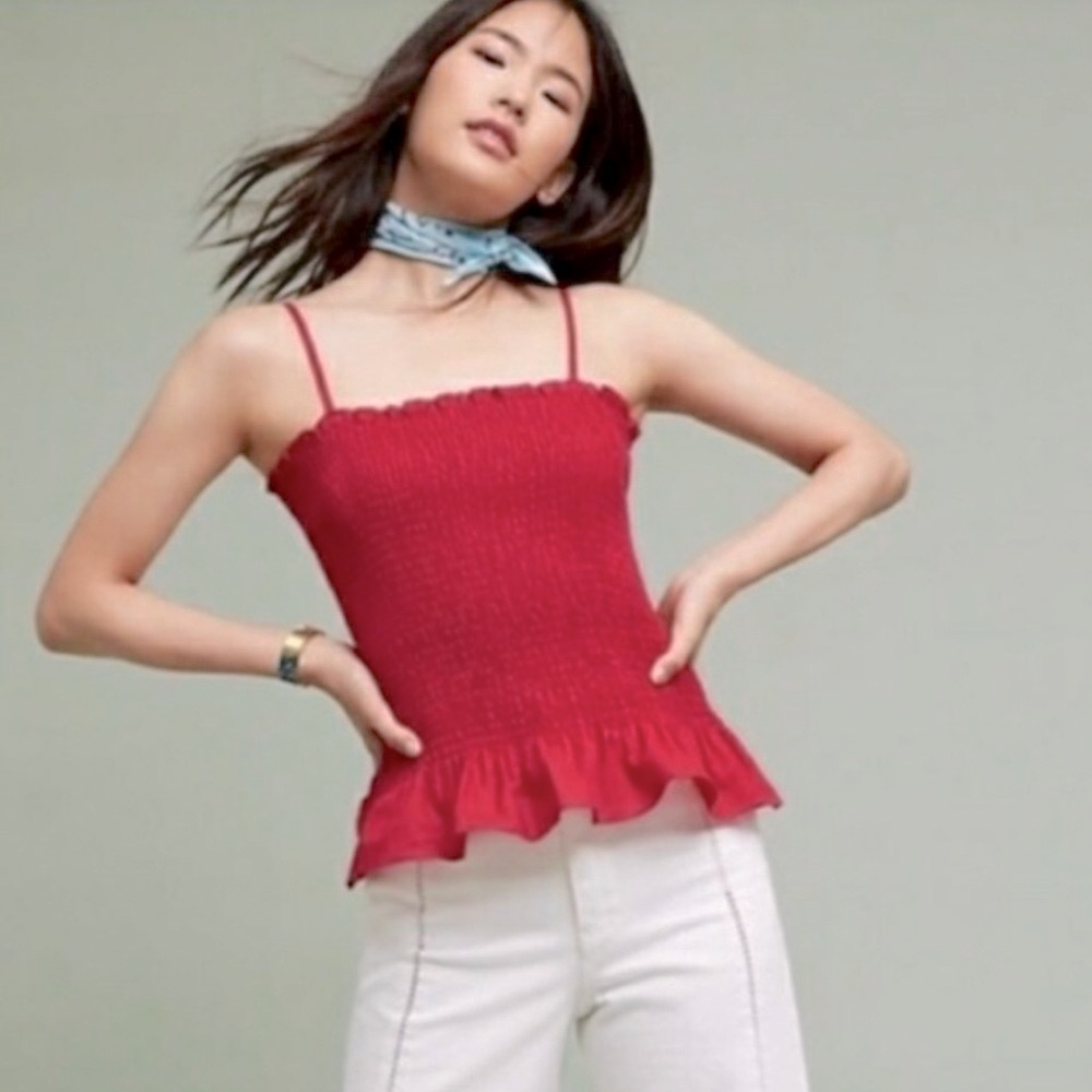 SALE🩷Anthropologie Smocked Peplum Top